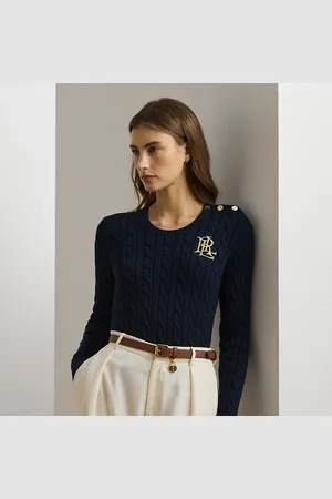 Ralph Lauren Kabelgebreide katoenen trui met knopen