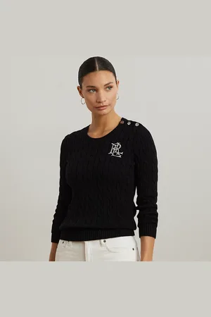 Ralph Lauren Kabelgebreide katoenen trui met knopen