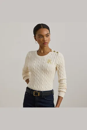Ralph Lauren Kabelgebreide katoenen trui met knopen
