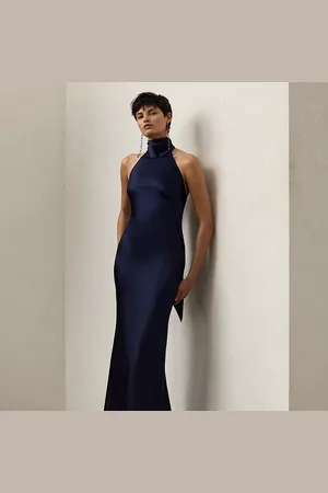 Ralph Lauren Chilton satijnen avondjurk met stretch
