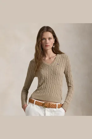 Ralph Lauren Katoenen kabeltrui met V-hals