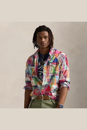 Ralph Lauren Western madras overhemd met patchwork