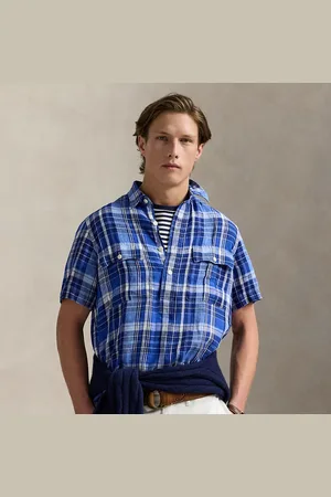 Ralph Lauren Classic fit geruit linnen popover shirt