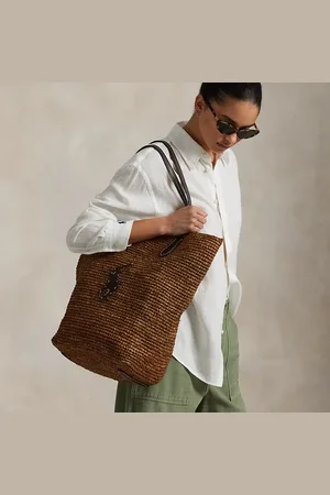 Ralph Lauren Grote raffia tas met Big Pony