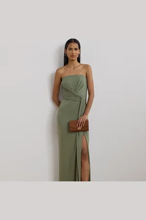 Ralph Lauren Jersey strapless jurk plooien