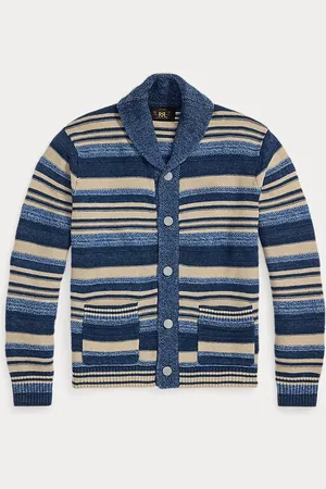Ralph Lauren Indigo gestreept katoenen linnen vest