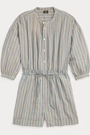 Ralph Lauren Korte gestreepte katoenen-linnen overall