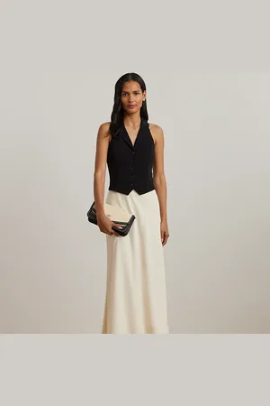 Ralph Lauren Tweekleurige mouwloze crêpe jurk