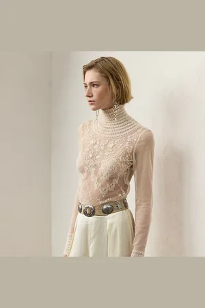 Ralph Lauren Delilah blouse met kant en bloemen