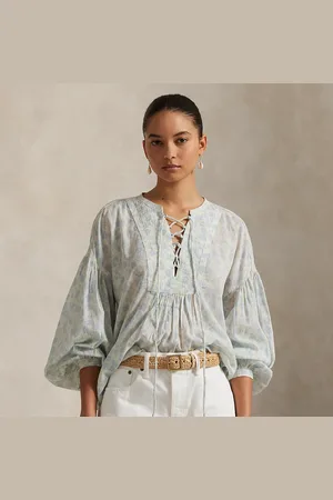 Ralph Lauren Gebloemd katoenen lace-up overhemd