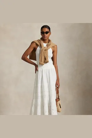 Ralph Lauren Katoenen voile rok met kant