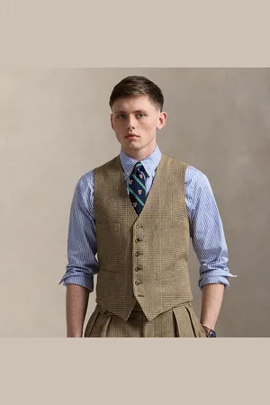 Ralph Lauren Linnen gilet met Glen-ruit