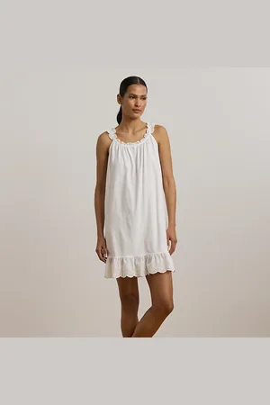 Ralph Lauren Gebreid nachthemd met oogjes en ruches