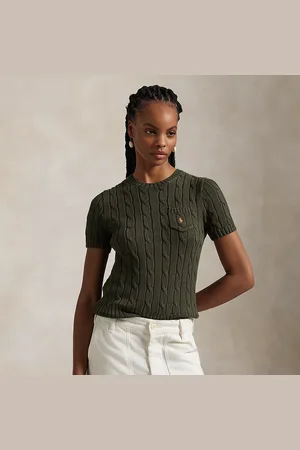 Ralph Lauren Katoenen kabeltrui met korte mouwen
