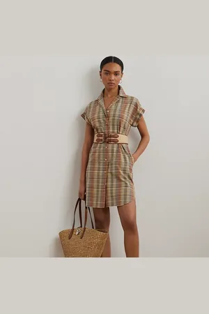 Ralph Lauren Katoenen madras overhemdjurk met riem