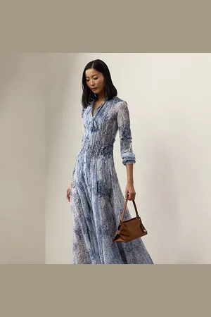Ralph Lauren Hannes jurk van linnenmix met print