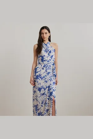 Ralph Lauren Georgette halterjurk met palmbladprint