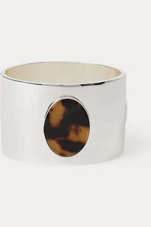 Ralph Lauren Verzilverde brede armband met schildpad