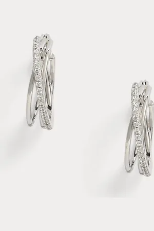 Ralph Lauren Sterling zilveren gekruiste oorringen