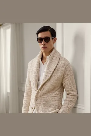 Ralph Lauren Katoen-wollen vest met textuur en riem