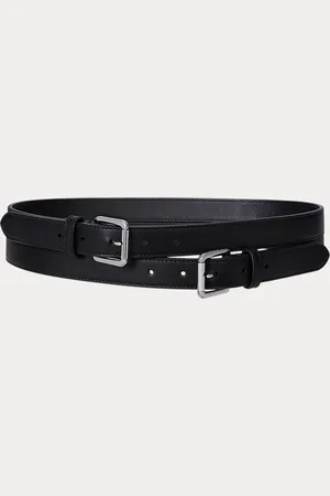 Ralph Lauren Gelaagde leren riem met dubbele gesp