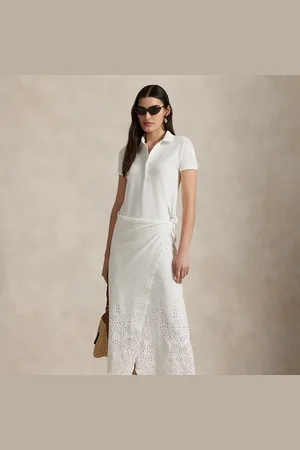 Ralph Lauren Piqué Polo wikkeljurk met oogjes
