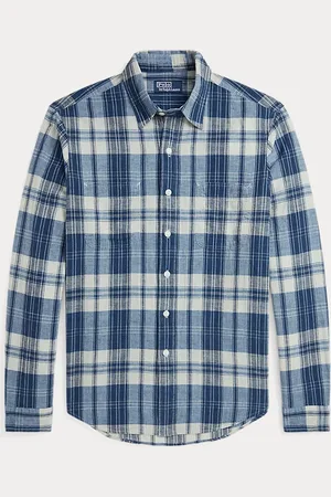 Ralph Lauren Classic fit indigo madras werkoverhemd