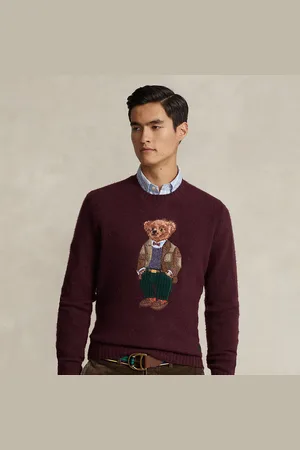 Ralph Lauren Wol-kasjmier trui met Polo Bear