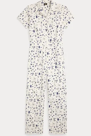 Ralph Lauren Bedrukt slubgeweven katoenen jumpsuit