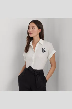 Ralph Lauren Ruim linnen overhemd met korte mouw