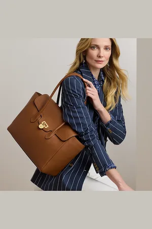 Ralph Lauren Tanner grote gegranuleerd leren tas