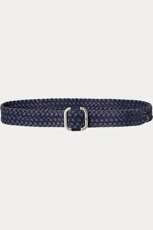 Ralph Lauren Geweven denim riem met schuifgesp