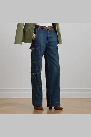 Ralph Lauren Hoge cargo jeans met wijde pijp