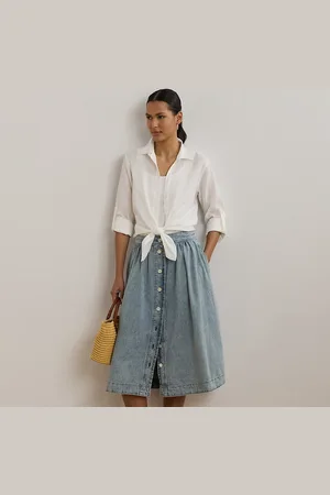 Ralph Lauren Petite - Denim rok met knopen aan de voorkant