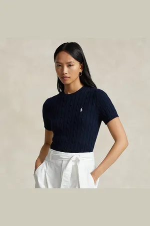 Ralph Lauren Katoenen kabeltrui met korte mouwen