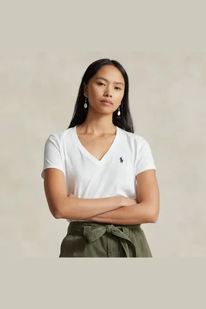 Ralph Lauren Katoenen jersey T-shirt met V-hals