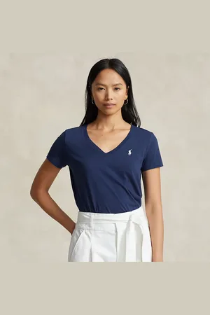 Ralph Lauren Katoenen jersey T-shirt met V-hals