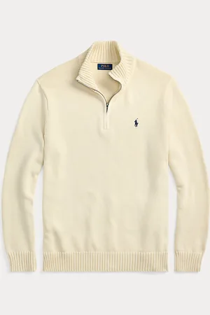 Ralph Lauren Grotere Maten - Katoenen trui met kwartrits