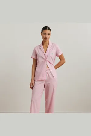 Ralph Lauren Lawn cropped slaapset met gingham-ruit