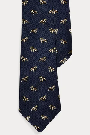 Ralph Lauren Vintage zijden keperstof das met hond