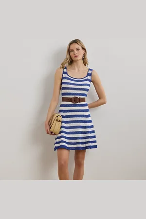 Ralph Lauren Gestreepte ajourgebreide jurk