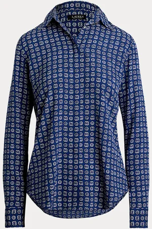 Ralph Lauren Classic fit crêpe overhemd met geoprint