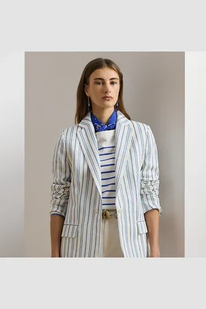 Ralph Lauren Gestreepte blazer van linnenmix