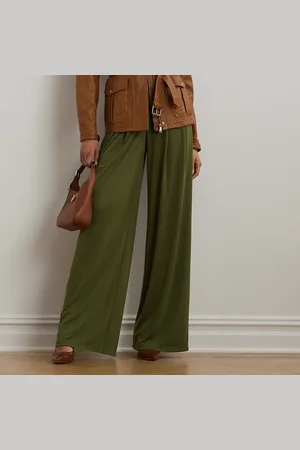 Ralph Lauren Geplooide jersey broek met wijde pijp