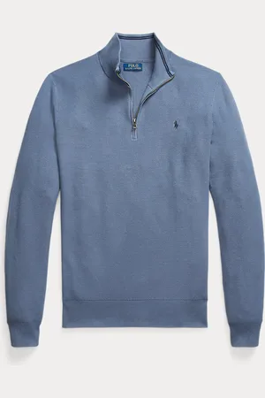 Ralph Lauren Grotere Maten - Mesh-gebreide katoenen trui kwartrits