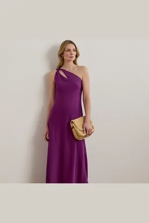 Ralph Lauren Charmeuse one-shoulder jurk met uitsnede