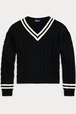 Ralph Lauren Aran-gebreide katoenen crickettrui