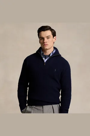 Ralph Lauren Wafelgebreide wol-katoen trui met rits