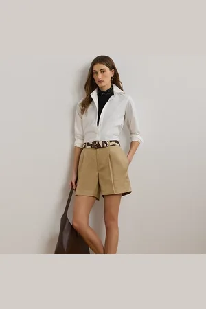 Ralph Lauren Geplooide keperstof short van linnenmix