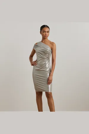Ralph Lauren Metallic one-shoulder cocktailjurk